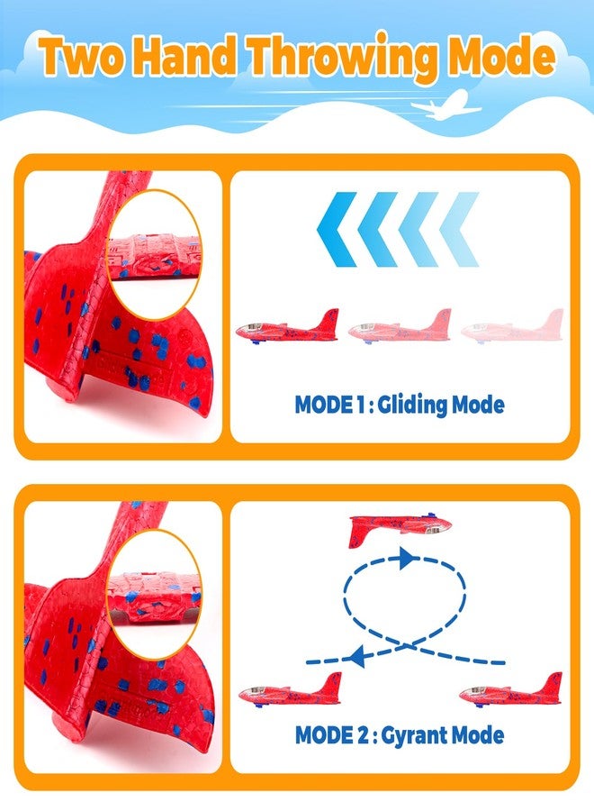 spring flower SpringFlower 4 Pack Airplane Flying Toys, 4 Throwing Foam Plane Toy for 3 4 5 6 7 8 Years Old Boys Kids, 2 Flight Modes LED Foam Glider Plane, Outdoor Flying Toy Birthday Gifts for for Boys & Girls - Image 4